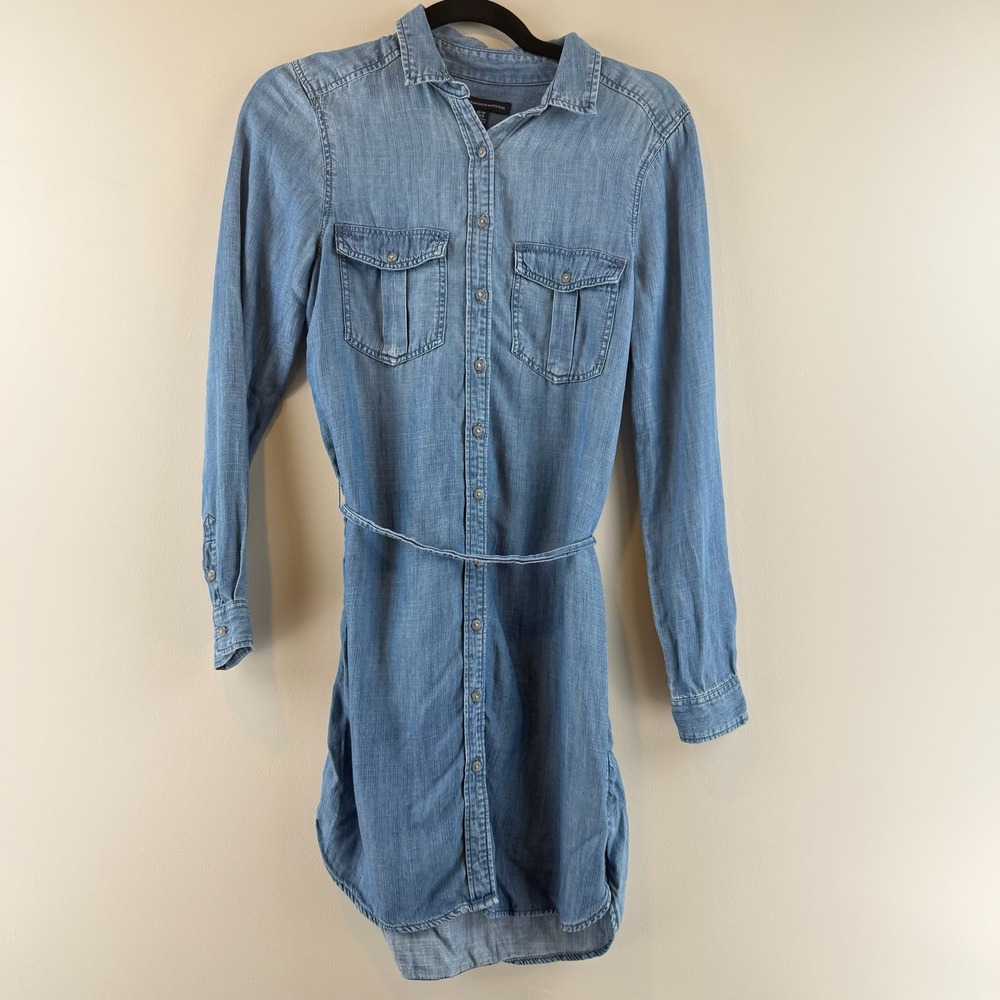 American Eagle Dress Womens XS Coastal Casual Light Wash Chambray Button Down